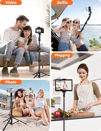 Nineigh 71" Tripod for iPhone, Phone Tripod Selfie Stick with Remote, Cell Phone Tripods & Tall Travel Tripods for Recording Video Selfies Photo, Compatible with iPhone 17 16 15 14 Pro Max 13 Android thumbnail 5