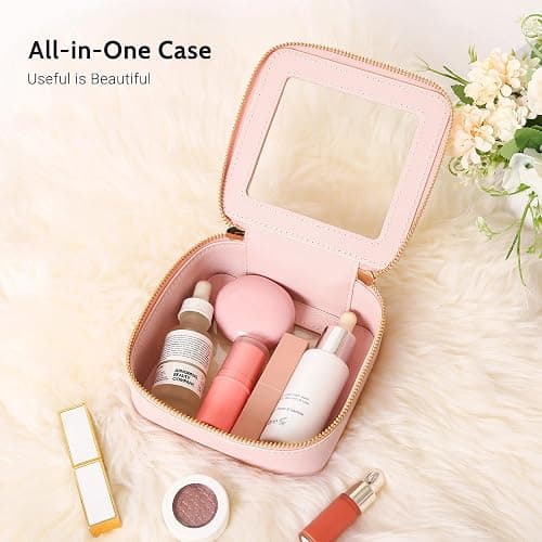 Aveniee Mini Clear Makeup Bag, Small Cosmetic Bags Travel Toiletry Pouch Organizer, TSA Approved Make up Case with Zipper, Car Bag for Essentials,Pink thumbnail 4