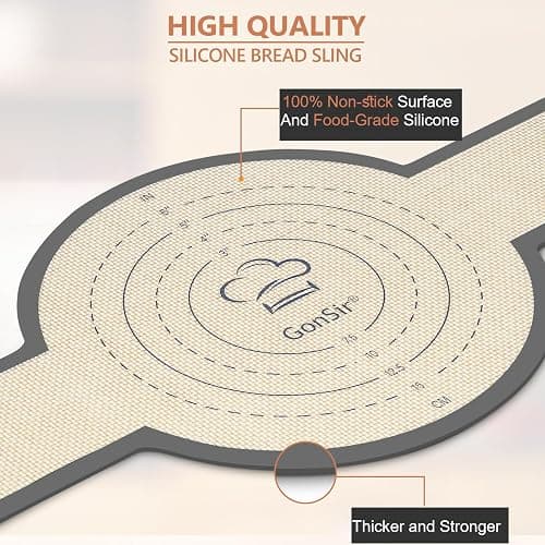 Gonsir Silicone Bread Sling, 2 Pcs Silicone Baking Sling with Longer Handles, Non-Stick & Easy Clean Dutch Oven Baking Mat to Transfer SourDough Easily, Reusable Bread Mat Set thumbnail 4