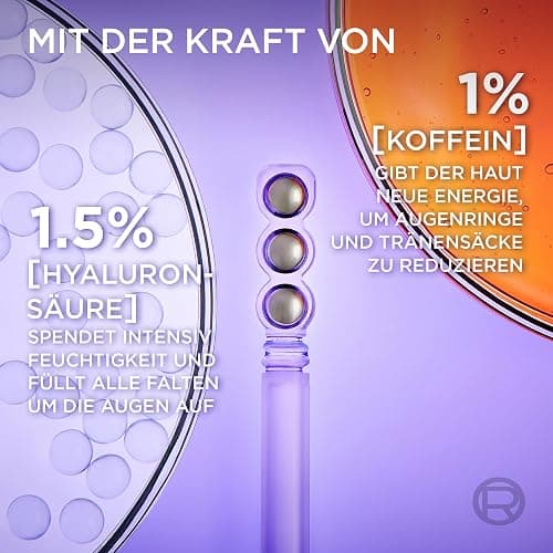 L'Oréal Paris Augenserum für Frauen: sorgt für eine aufgepolsterte Augenpartie und weniger dunkle Augenringemit 2,5% [Hyaluronsäure+Koffein], Revitalift Filler, 1x 20ml thumbnail 3