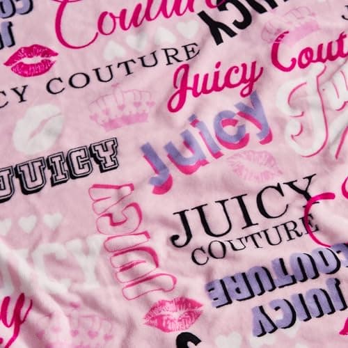 Juicy Couture Icon Collage 50" x 70" Plush Throw Blanket, Pink - Decorative Blankets for Sofas, Throws for Chairs, and Beds thumbnail 4