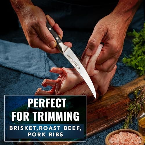 Cutluxe Curved Boning Knife – 6" Boning Knife for Meat Cutting, Filleting – High Carbon German Steel, Full Tang & Ergonomic Handle Design – Artisan Series thumbnail 4