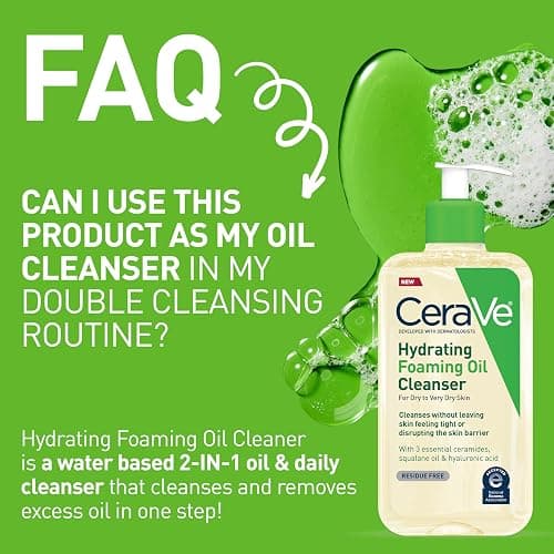 CeraVe Hydrating Foaming Oil Cleanser, Moisturizing Cleanser for Face & Body, Squalane Oil + Hyaluronic Acid + Ceramides, For Dry to Very Dry Skin, Fragrance Free & Residue Free, 8 FL Oz thumbnail 4