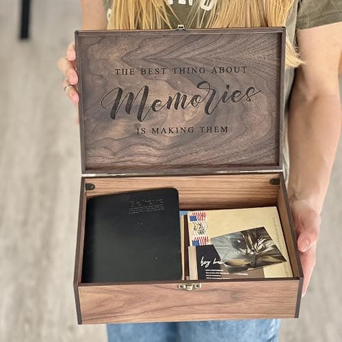 Wooden Keepsake Memory Decorative Box - Personalized Christmas Gift for Wedding, Men, Mens, Kids for Keep Memories for Him Her Boyfriend Girlfriend Brother Sister Best friends Couple, Bride, Groom thumbnail 7