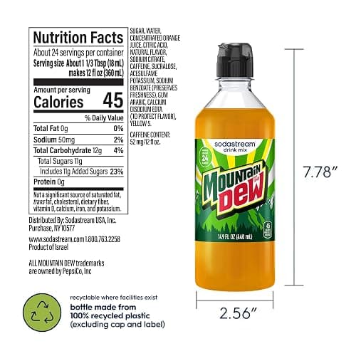 Sodastream® Mountain Dew ® New Pour Bottle Soda Dink Mix, 14.9 Fl oz. (Pack of 4) thumbnail 2