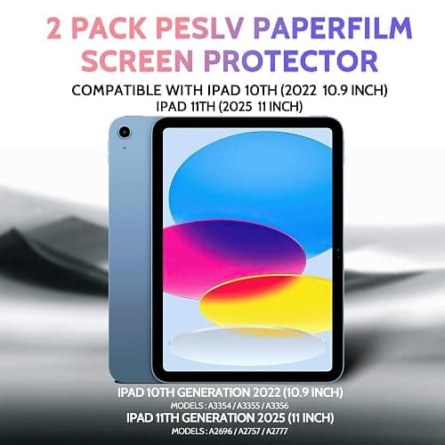 Peslv 2 Pack Like Paper Screen Protector for iPad 10th 2022 10.9" & iPad 11th A16 2025 11", Matte Anti Glare PET Film/Blue Light Filter Eye Protection Cover/Drawing & Writing Feel Like on Paper thumbnail 8
