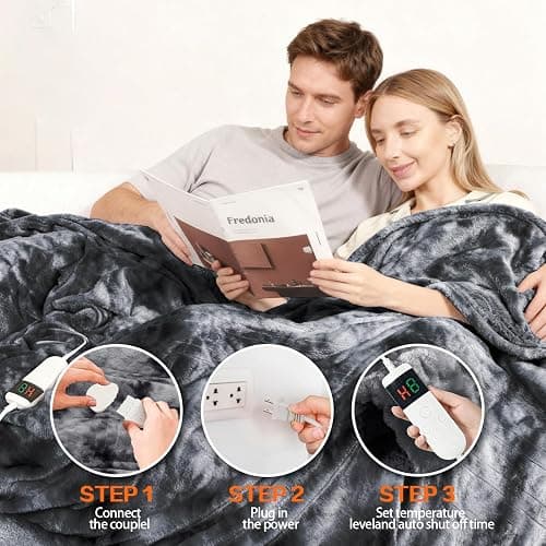 Cushious Electric Heated Blanket Throw 50''x60''Size Faux Fur Heating Blanket 10 Heating Settings, 1-8h Timer & Overheat Protection, Machine Washable, Soft Flannel and Sherpa Full Body Warmth thumbnail 6