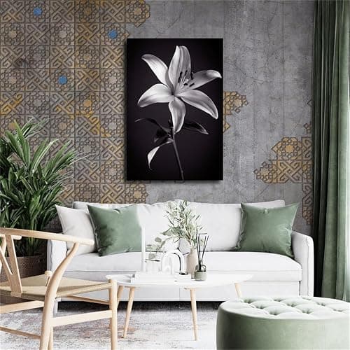 Flower Black and White Lilies Poster Picture HD Print Retro Painted Modern Home Bedroom Room Aesthetic Decoration (08×12inch_Unframed) thumbnail 2