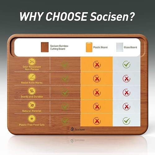 3 Packs Bamboo Cutting Board Set with Holder Nice Solid Thick Wood Deep Juice Groove & Built-in Handles Chopping Board Large Big Small Best Hardwood Kitchen Counter Organic Vegetable Meat BBQ Kit thumbnail 9