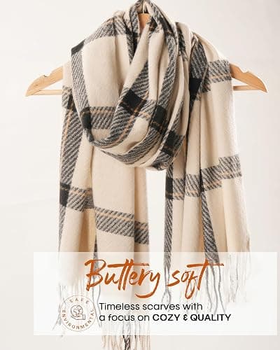 FURTALK Winter Scarf for Women Shawl Soft Tassel Plaid Large Oversized Scarves Wraps thumbnail 4