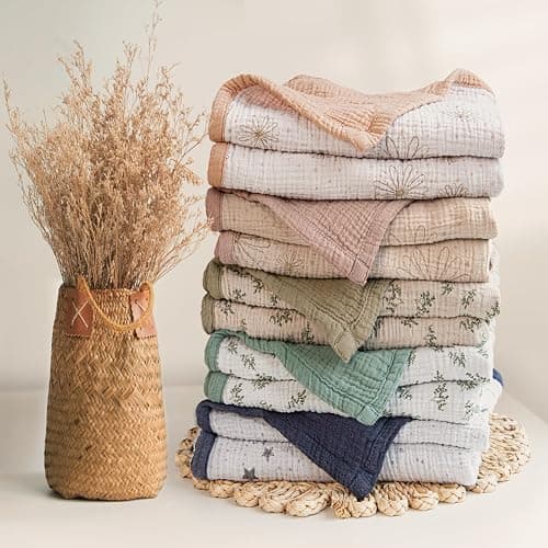Lulu Moon Muslin Baby Blanket - Cotton Toddler Blankets for Cribs - Quilt Nursery Blanket for Baby Boys and Girls 47"x47"(Autumn Leaf) thumbnail 7