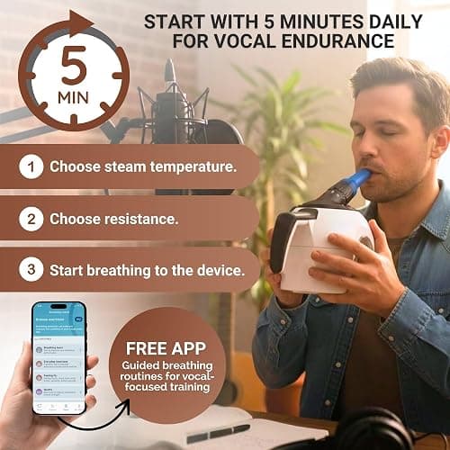 WellO2 Breathing Trainer, Voice Training and Vocal Steamer for Singers, Actors, and Professionals with Warm Steam Intake, Portable thumbnail 4