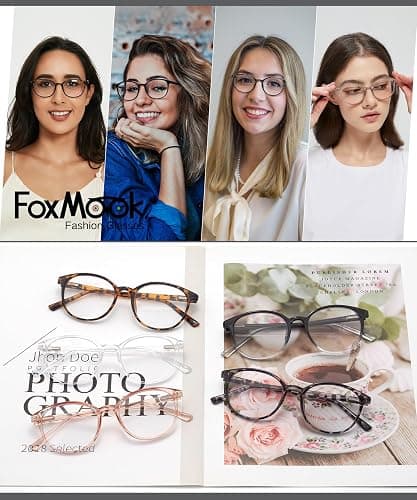 FoxMook Blue Light Blocking Glasses Round Women Men Computer Glasses Anti Eye Strain/UV/Glare Gaming Glasses thumbnail 5