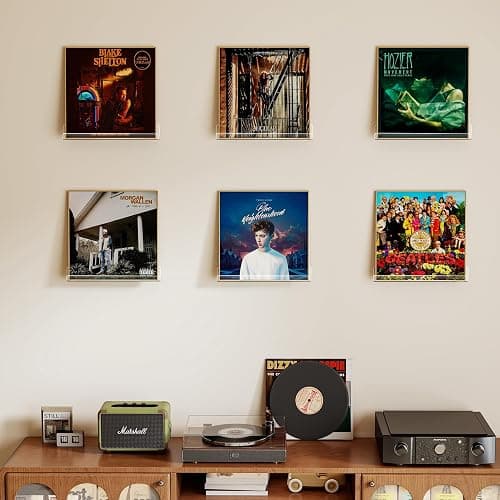 Laurensory Vinyl Record Shelf Wall Mount Shelves, 12 inch Clear Acrylic Vinyl Record Holder Display, Floating Shelves for Wall Decor, Magazine Rack, Kids Bookshelf, for Bedroom, Living Room, 6 Pack thumbnail 2