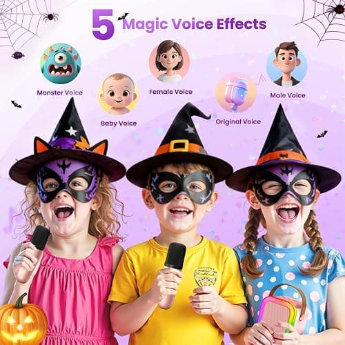 Karaoke Machine for Kids Adults, Portable Bluetooth Mini Karaoke Microphone Singing Speaker Karaoke Player with 2 Wireless Mic Toys for All Smartphones,Birthday, Family,Home Party (Rose Gold) thumbnail 2