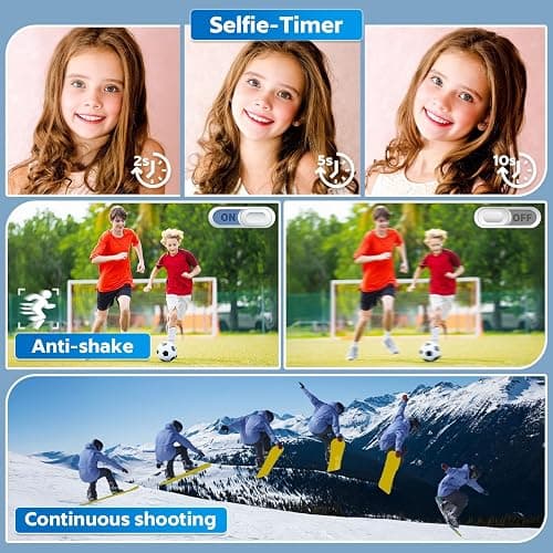 CIMELR Digital Camera,48MP AutoFocus UHD 4K Vlogging Camera 16X Digital Zoom,Anti-Shake Digital Point and Shoot Camera for Starter, Compact Small Camera for Students Teens Boys Girls Black thumbnail 4