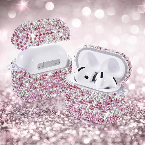 VISOOM Bling Jewelry Case for Airpods 4 Cases 2024 Cover Women, Sparkly Diamond Air Pods 4 Gen Case Glitter Rhinestone Airpod Case 4th Generation iPods 4 Case with Keychain for iPod Earbud Airpod 4th thumbnail 4