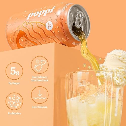 Poppi Sparkling Prebiotic Soda Beverage with Apple Cider Vinegar, Seltzer Water and Fruit Juice, Orange Cream Flavor, 12 oz, Pack of 12, Packaging may vary. thumbnail 4