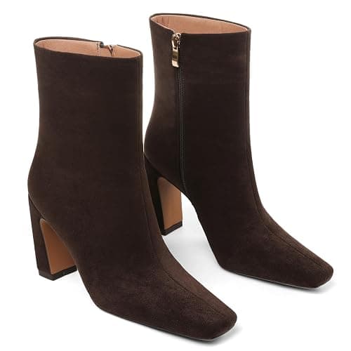 Lovee Cosee Ankle Boots for Women 2025 Chunky Heel Square Toe Heeled Boots with Zipper Comfort Fall Winter Party Office Date Night Travel Casual Outfit thumbnail 4