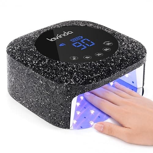 Lavinda 54W UV Nail Lamp Cordless, UV Light for Gel Nails Black Rhinestone | Professional Fast Curing Lamp Nail Dryer, Rechargeable UV LED Nail Lamp Nail Light with 4 Timers and LCD Display - Image 1