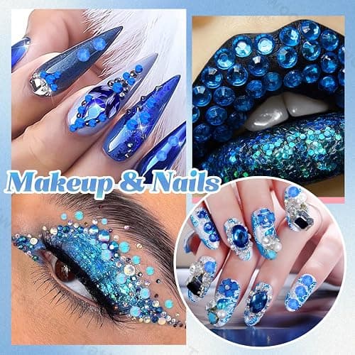 15000Pcs Resin Jelly Rhinestones for Bedazzling, Mixed Size 3/4/5 mm Flatback Gems for Crafting, Blue Jelly Rhinestones Bedazzler Kit for Book Crafts Clothing Shoes Nail Art Makeup thumbnail 7