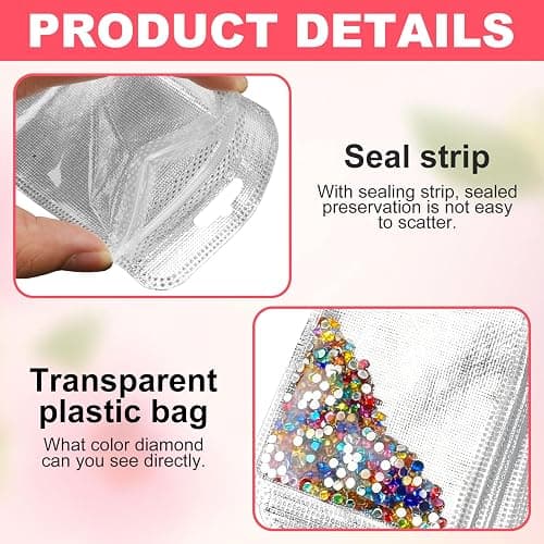 60PCS Diamond Painting Beads Storage Bags –Gold &Silver 4.3'' x 2.7'' Small Reusable Ziplock Jewerly Bags Pouches for DIY Diamond Art, Gem & Bead,Samples,Small Items,Craft Supplies Storage Accessories thumbnail 6