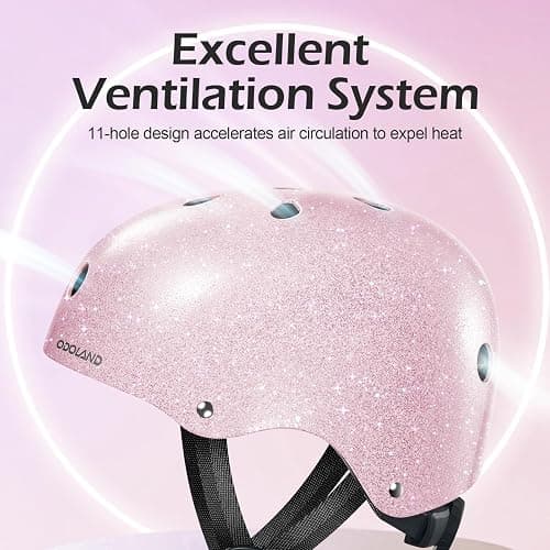 Odoland Shining Kids Bike Helmet, Shiny Adjustable Bicycle Helmet for Girls Boys Ages 2-10, CPSC Certified Lightweight Multi-Sports Helmets for Cycling Skateboard Scooter Skating thumbnail 4