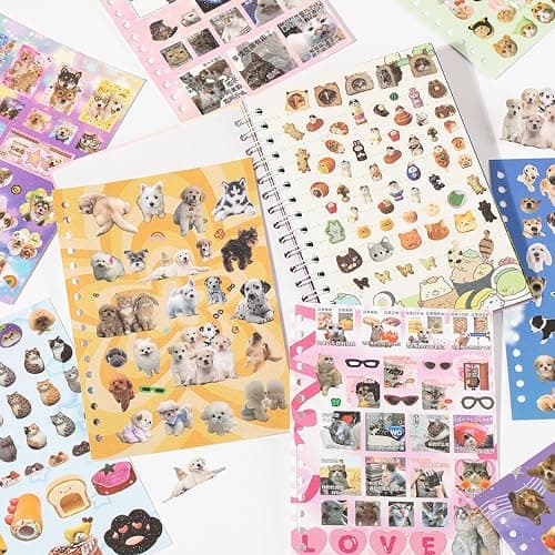 ZHIJIANHZ Cat and Dog Stickers Book Set 2 in 1,Value Set with 1600 Stickers 60 Pages Meme Sticker Books for Scrapbook Journal and Planner Coil Bound Sticker Albums thumbnail 4