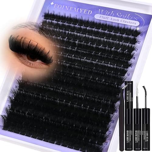 Spiky Lash Clusters Kit 300D Manga Volume Lash Clusters with Spikes 10-22MM Eyelash Clusters D-Curly DIY Lash Extension Kit Dramatic Spiky Look Eyelash Extension Kit by FOINEMYED - Image 1
