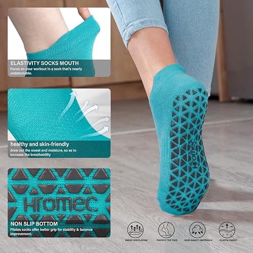 Non Slip Yoga Socks with Grips for Pilates, Ballet, Barre, Barefoot, Hospital Anti Skid Socks for Women and Men thumbnail 3