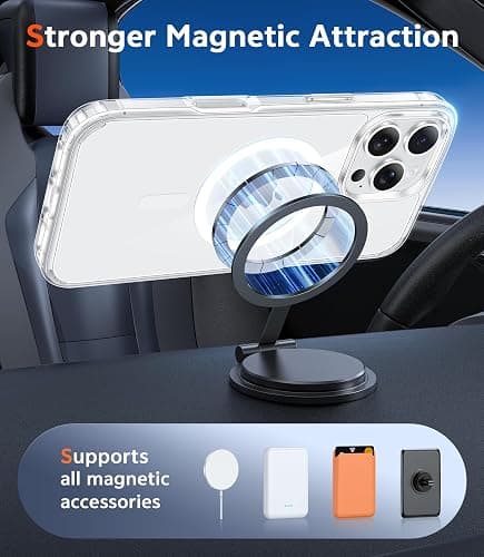 FNTCASE for iPhone 16 Pro Case: Clear Magnetic Phone Cases with Screen Protector Slim Anti Yellowing Rugged Shockproof Protective Transparent Cell Phone Cover (A-Clear) thumbnail 4
