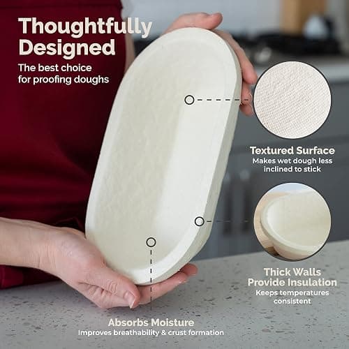 Bulka Small Oval 500g Banneton Bread Proofing Basket Pressed Wood Pulp Brotform - Plane Non-Stick Batard Sourdough Banneton Basket, Made in Germany. thumbnail 4