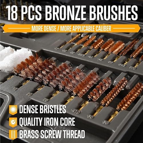 GLORYFIRE Elite Gun Cleaning Kit, Handgun Shotgun Pistol Universal Cleaning Kit with All Brass High-end Brushes, Jags, Reinforced and Lengthened Rods thumbnail 5