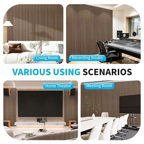 Art3d Wood Panels for Wall Acoustic 4-Pack 94.5x12.8 Inch - Interior Soundproof Solution for Office, Recording Studio, Gaming Room, Meeting Room, Living Room Wall Decor, Walnut thumbnail 7