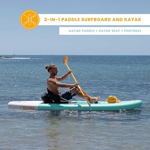 HUIIKE Inflatable Paddle Board for Adults with Accessories Included, Oar, Fins, Pump. Stand Up Paddleboard Great Stability and Resistance. 10’ x 33" x 5.9", Maximum Load 286 lb thumbnail 4