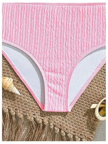 OYOANGLE Girl's Two Piece Metallic Shell Bikini Sets Cut Out Ruffle Top High Waist Hipster Swimsuit thumbnail 4