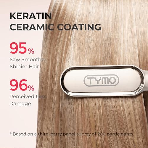 Hair Straightener Brush, TYMO Ring Hair Straightener Comb Straightening Brush for Women with 5 Temps 20s Fast Heating & Dual Voltage, Gold thumbnail 3