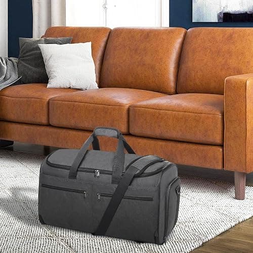 Garment Duffle Bags for Travel, Bukere Convertible Carry on Garment Duffel Bag for Men Women, Shoe Compartment, 2 in 1 Hanging Dress Suitcase Suit Travel Bags, Midnight Grey thumbnail 2