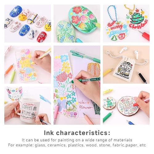 languo Acrylic Gel Pens for Coloring, 54 Colors Click Acrylic Paint Pens Set with 0.7mm Tip for Adult Coloring, Colored Gel Pens for Black Paper, Rock, Glass, Fabric, DIY and Art Crafts Supplies thumbnail 5