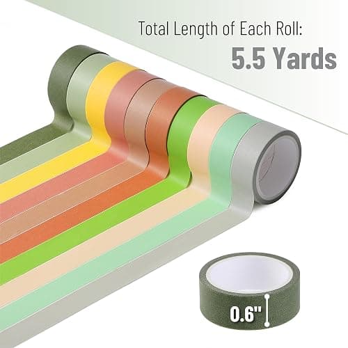 Mr. Pen- Washi Tape Set, 10 Rolls, 5.5 Yards/Roll, Washi Tape for Scrapbook | Arts, Crafts, Journals and Planners, Earthy Tones thumbnail 4