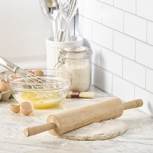 FARBERWARE Classic Wood Rolling Pin, 18-Inch Hardwood Dough Roller for Baking Pizza, Pies, Pastry and Cookies, Ergonomic Handles, Kitchen Essential thumbnail 2
