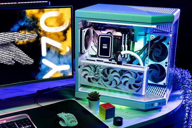 Hyte Y70 Upgraded Modern Aesthetic Dual Chamber Panoramic Tempered Glass Mid-Tower ATX Computer Gaming Case with PCIE 4.0 Riser Cable Included, Snow White (CS-HYTE-Y70-WW) thumbnail 6