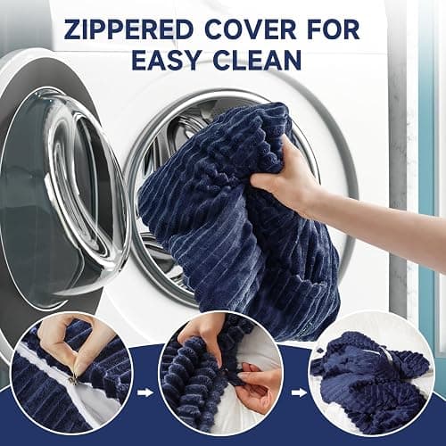 Z-hom Twin Headboard Pillow, Triangular Wedge Reading Pillow for Bed or Sofa, Ergonomic Backrest Cushion for Sitting Up, Reading or Relaxing, with Side Pocket，Removable Washable Cover,Blue thumbnail 9