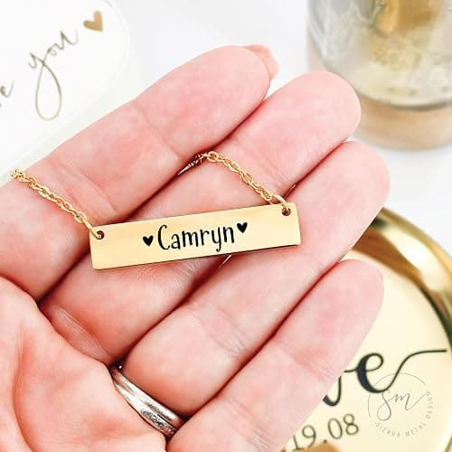 Emily Bar Necklace Kid Names Mom Necklace Personalized for Mom Mother's Day Jewelry Mother's Day Gift Personalized Names Children Names Emily Brooklyn EMILY-BAR thumbnail 4