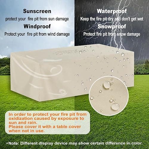 SUNPEAK 48" Rectangular Propane Firepit with Round Burner – 50,000 BTU Fire Pit Table with Lid, Rocks, Cover and Tank Storage – Outdoor Modern Fireplace for Deck or Patio (Black, 48" Standard) thumbnail 9