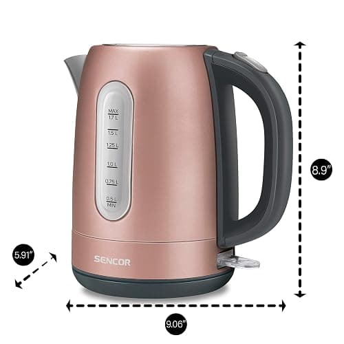 Sencor SWK1775RS 1.7L Stainless Steel Electric Kettle with Lid Safety Lock, Rose thumbnail 3