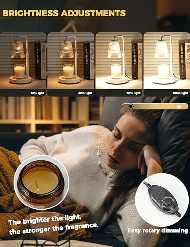 GODONLIF Candle Warmer Lamp with Timer Dimmable, Birthday Gifts for Women Mom, House Warming Gifts New Home Decor, Wax Melt Warmer for Jar Candles with 2 Bulbs thumbnail 4