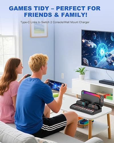 Switch 2 Storage Dock for Nintendo Switch 2 Controllers&Console, [20 Game Card Slots] All-in-one Joy-Con 2 Charging Docks, Controller Organizer Station Accessories for Family&Friends, Multiplayer thumbnail 7