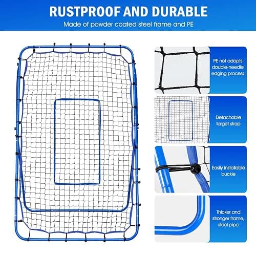 Volleyball Lacrosse Rebound Net Pro, WINTHAI Lacrosse Rebounder for Backyard, 7x4FT/6x4FT/4x4FT Bounce Back Net with Target Strike Zone, Easy Quick Setup, Volleyball Baseball Softball Soccer Training thumbnail 9