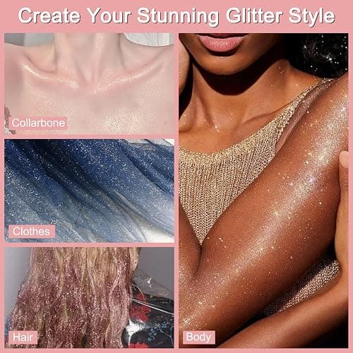 Boko Body Glitter Spray, 120ML Holographic Silver Shiny Glitter Spray for Body Hair Clothes, Quick-Drying and Long-Lasting Body Shiny Glitter Hairspray for Festival Party Concert Rave Accessories thumbnail 5
